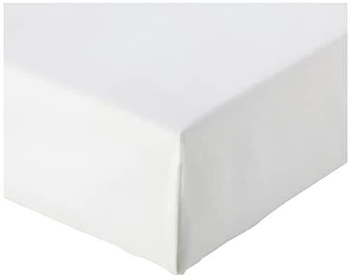 Amazon Basics - Sábana bajera ajustable (algodón satén 400 hilos, antiarrugas) Blanco - 160 x 200...