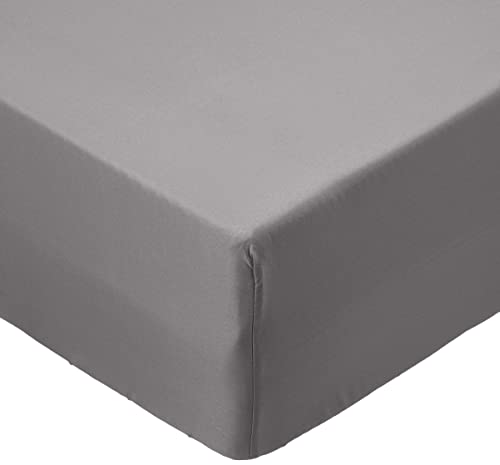 Amazon Basics FTD, Sábanas Ajustables, 150 x 200 x 30 cm, Gris Oscuro