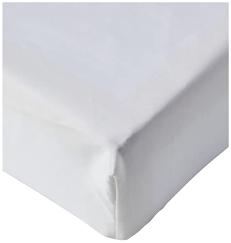 Amazon Basics - Sábana bajera ajustable (algodón satén 400 hilos, antiarrugas) Blanco - 180 x 200...