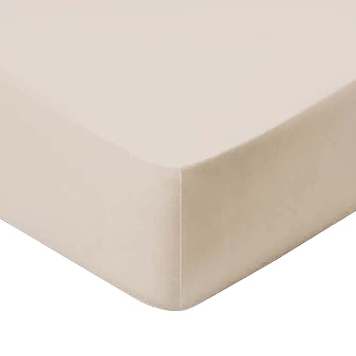 MOMMY CONFORT - Sabana Bajera 150x190 Ajustable Algodón y Poliéster Beige – Tejido Ultra Suave,...