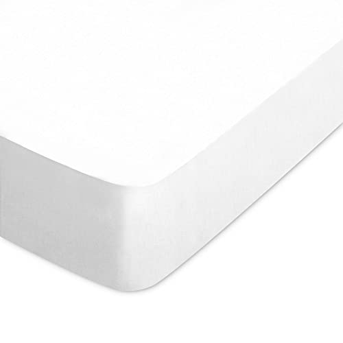 Linnea - Sábana bajera (210 x 190 cm, 100 % algodón), color blanco