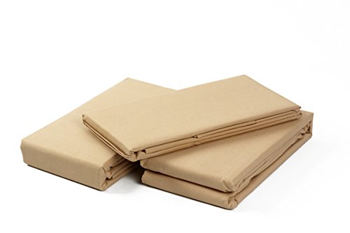 Towel Home - S&aacute;banas Bajeras Ajustables Algod&oacute;n (80x180/190+25cm, Beige)