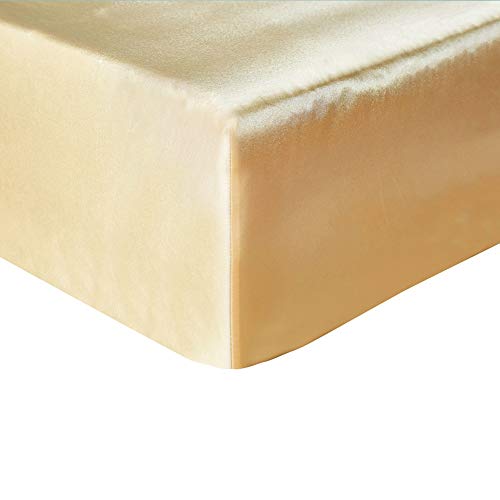 Hotniu 1 Pieza Sábana Bajera Ajustable, Emulation Seda, Bolsillo Profundo, Antiarrugas con Colores...