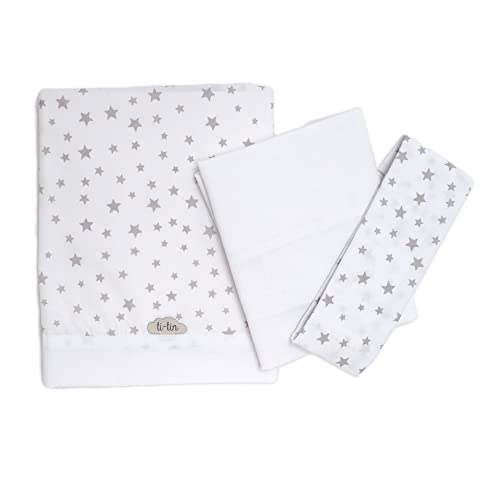 TI TIN | Conjunto de S&aacute;banas para Minicuna de 50x80 | Pack de 3 Piezas (Encimera + Bajera Ajustable...