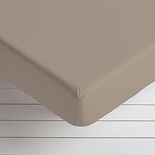 Barcel&oacute; Hogar - S&aacute;bana Bajera Basic Liso, 50% Algod&oacute;n 50% Poli&eacute;ster, Color 15 Beige, Cama 105 cm