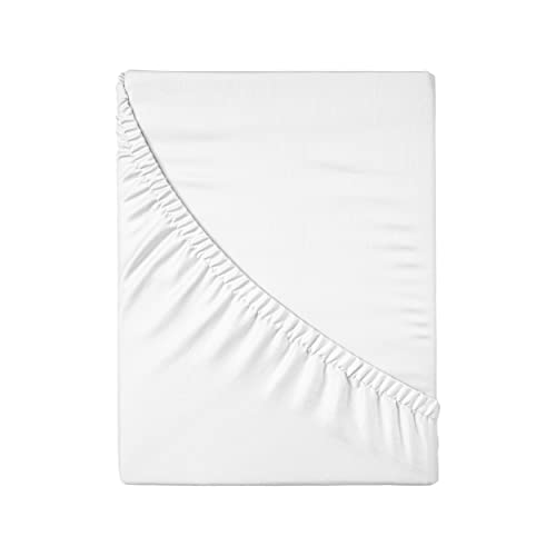 Sábana Bajera Ajustables 135x190cm-Blanco 50% Algodón 50% Poliéster, Suavidad y Confort