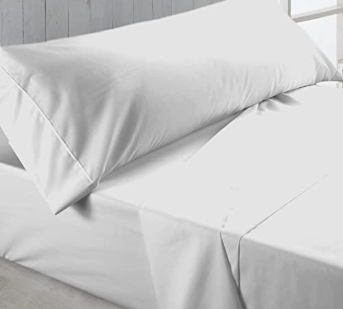 LEBENGOOD, Juego de Sabanas Cama Blancas Cómodas, Suaves, Bajera Ajustable, Encimera y Funda de...