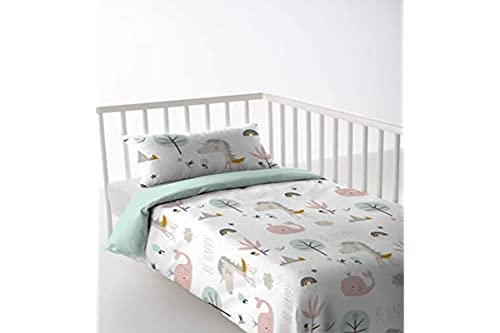 Haciendo el Indio Rainbowland Funda N&oacute;rdica, Algod&oacute;n, Blanco, Verde, Cuna (60x120)