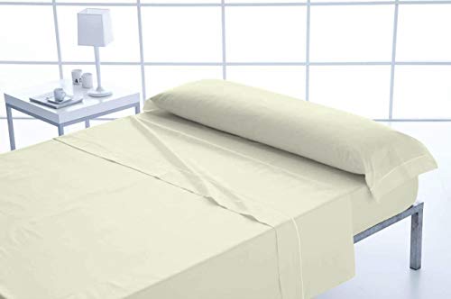 DHestia - S&aacute;banas Encimeras de Cama Tejido Poli Algod&oacute;n (Cama 90, Crema)