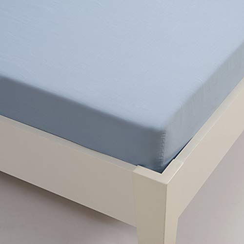 Sancarlos B&aacute;sicos, S&aacute;bana Bajera Lisa, Algod&oacute;n 100%, Color Azul, Cama de 80