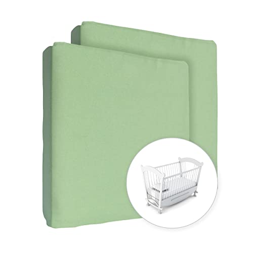 2 s&aacute;banas bajeras de algod&oacute;n 100% para colch&oacute;n de cuna de beb&eacute; de 90 x 50 cm, color verde