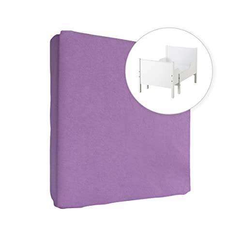 Jersey S&aacute;bana bajera ajustable 100% algod&oacute;n para cuna de 130 x 80 cm, extensible (violeta)
