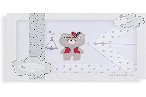 Interbaby 03197-18 - S&aacute;banas cuna TIPI OSO blanco y gris, unisex