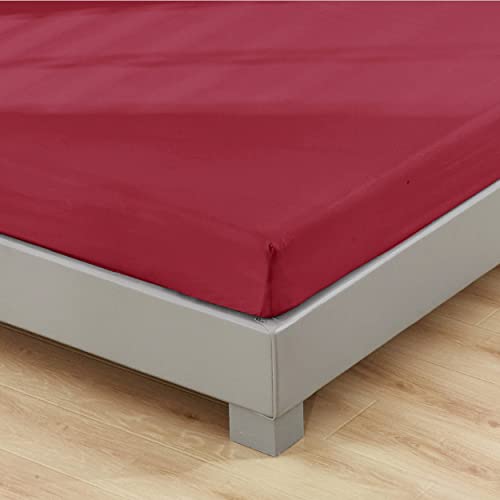 HOMEYA - Sábana bajera ajustable cama 90 - Sábana bajera 90 x 190 x 20 , 100% poliéster (Rojo...