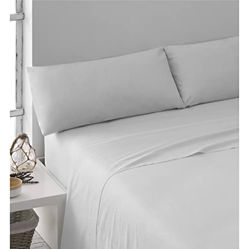 TRAMAS+ - Juego de Sábanas Lisas 100% Algodón, Tejido Suave y Compatible con Todas Las Camas y...