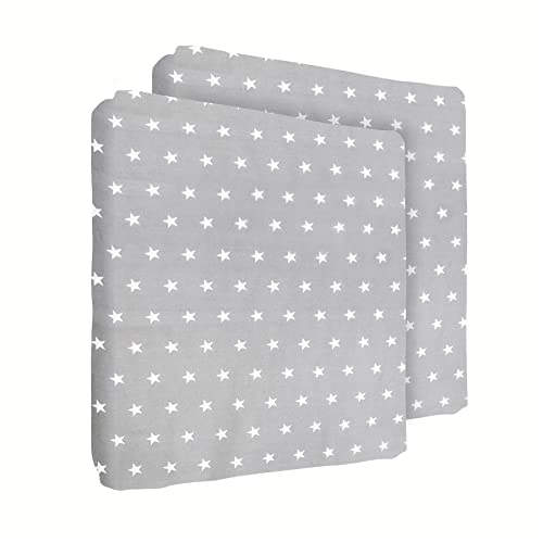 S&aacute;bana bajera ajustable para cuna de beb&eacute; de 90 x 50 cm, 100% algod&oacute;n, dise&ntilde;o de estrellas...