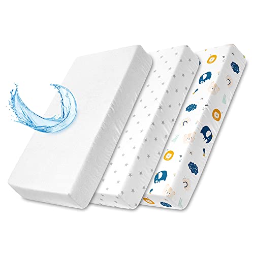 Juego de s&aacute;banas bajeras para Cochecito capazo - 2 x Funda + Protector de colch&oacute;n Impermeable...