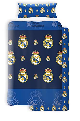 Asditex Juego de Sábanas Coralina Real Madrid, 3 Piezas (1 Sábana Encimera, 1 Funda de Almohada y...