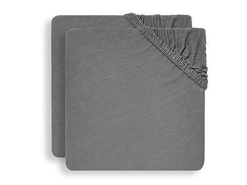 Jollein S&aacute;bana bajera de jersey de 2 piezas, 120 cm de largo x 60 cm de ancho, gris Storm...