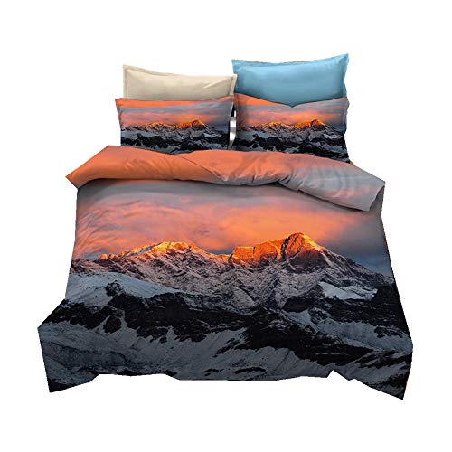 Sticker Superb Juego de Cama para Hombres 3 Piezas Paisaje Natural de Montaña de Microfibra 3D...