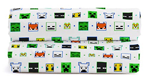 Jay Franco Minecraft Creative Fashion 100% algod&oacute;n s&aacute;bana Bajera 90 x 200 cm tama&ntilde;o &uacute;nico Juego...