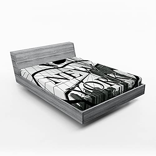 ABAKUHAUS Nueva York S&aacute;bana Elastizada, Paisaje Urbano Gran Manzana Motif, Suave Tela Decorativa...