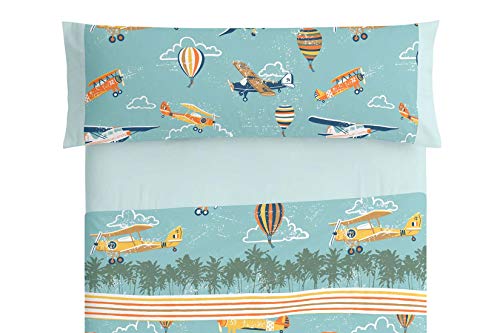 Burrito Blanco Juego de S&aacute;banas Infantiles 171 | S&aacute;banas Infantiles 90 | S&aacute;bana de Aviones |...