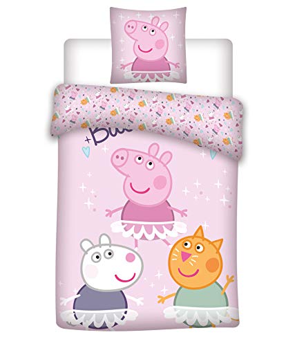 Peppa Pig - Juego de Funda n&oacute;rdica de poli&eacute;ster 140 x 200 cm