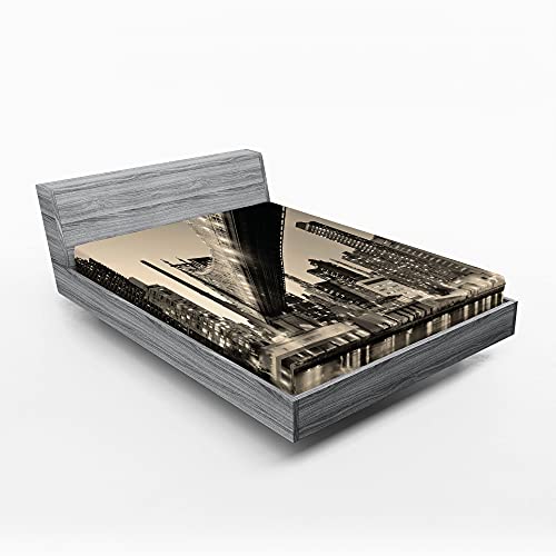 ABAKUHAUS Paisaje S&aacute;bana Elastizada, Ciudad de Nueva York la Noche Puente Vista, Suave Tela...