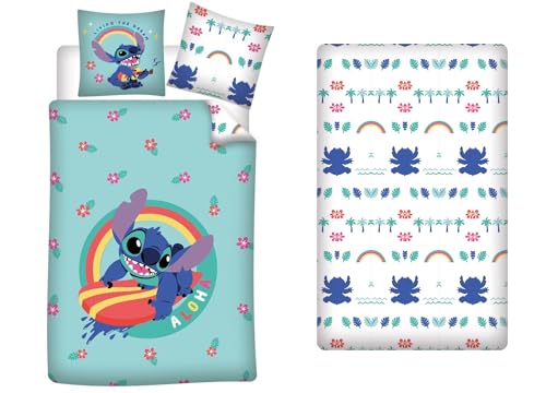 Aymax - Juego de cama de 3 piezas, 100% algodón, funda nórdica Disney 140 x 200 cm + funda de...