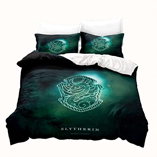 LKFFHAVD Juego de ropa de cama de Harry Potter, ropa de cama de Hogwarts, estampado 3D, microfibra...
