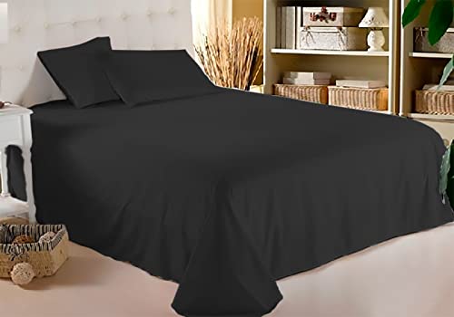 yibo - Juego de S&aacute;bana de 3 Piezas Color Negro, para Cama de 150 x 190/200cm, S&aacute;bana Bajera...
