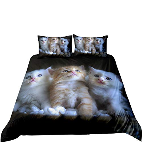 Andrui Funda N&oacute;rdica Fashion Gatito Funda de Edred&oacute;n Y Funda de Almohada Juego de Cama (Gato 6,...