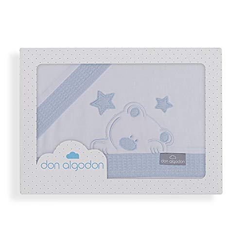 Don Algod&oacute;n S&aacute;banas Cochecito Viggo Blanco Azul