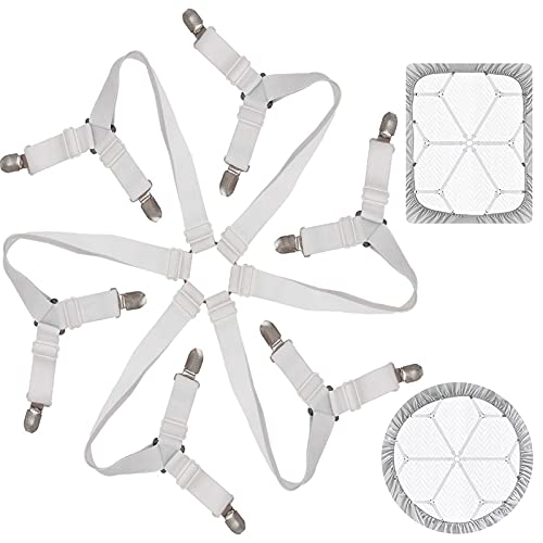 mellystore Sujetadores para S&aacute;banas en 6 Lados Sujetadores de Hojas Ajustables El&aacute;sticos Sujeta...