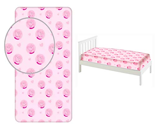 Peppa Pig - Sábana Bajera de 90 x 200 cm, para Cama Individual, 100% algodón, 90 x 200 cm