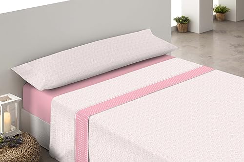 Mercatienda.es Sábanas Térmicas de Pirineo Polar Poliéster - Modelo Kelso en Rosa, 110 Gramos:...