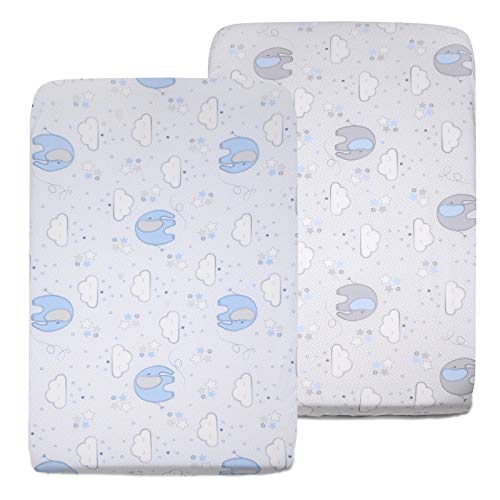 PEKITAS Pack 2 S&aacute;banas Bajeras Minicuna Ajustable 80x50 75x50 CM Fabricado En Espa&ntilde;a