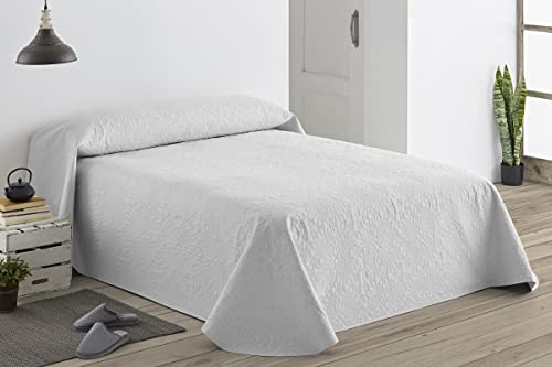 Easycosy -Colcha Bouti Floral Reversible, Colchas Cama 135/150 Blanco/Azul Claro - Cubre Cama...