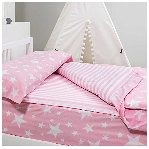COTTON ARTean Saco nordico SIN Relleno NORDICO GIVETTE Pink para Cama 90 x 190/200 + 1 Funda de...