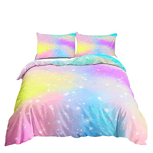 Treer Juego de Ropa de Cama, 3D Arco&iacute;ris Impresi&oacute;n Microfibra Juego de Fundas de Edred&oacute;n...