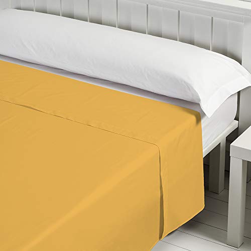 Barcel&oacute; Hogar - S&aacute;bana Encimera Lisa Basic Liso 50% Algod&oacute;n - 50% Poli&eacute;ster, Color 17 Ocre, Cama...