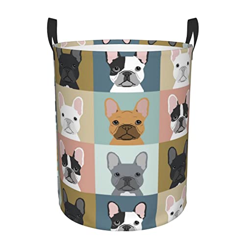 Bulldogs franceses Cesto de ropa para perros con asa Cesto de ropa sucia duradero plegable...