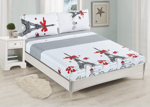 Juego de Sábanas 100% Microfibra de Poliester Transpirable Suave 4 Piezas - Encimera 230x270cm,...