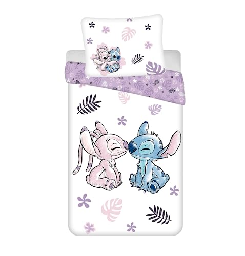 Juego de cama de Disney Stitch reversible, 100% algodón, funda nórdica de 140 x 200 cm + funda de...