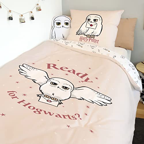 Warner Harry Potter Hedwige - Funda nórdica de 140 x 200 cm y 1 funda de almohada de 63 x 63 cm,...
