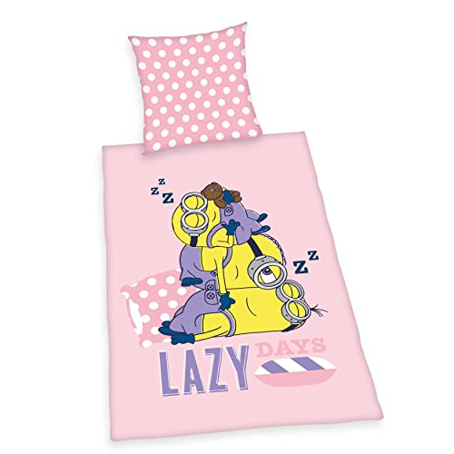 Herding Juego de Ropa de Cama Minions, Funda de Almohada de 80 x 80 cm, Funda nórdica de 135 x 200...