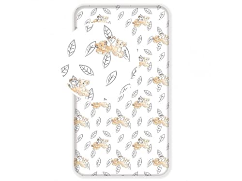 Jerry Fabrics F - Sábana bajera - El Rey León - Blanco - 1 pieza - Niño - 1 persona - Esquinas...