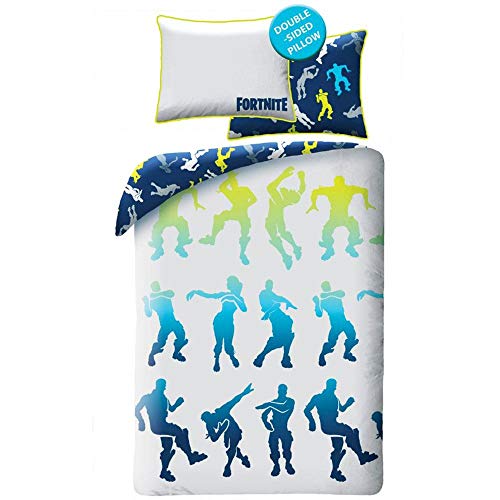Epic Games Fortnite - Juego de cama (100 % algodón, funda nórdica de 140 x 200 cm, funda de...