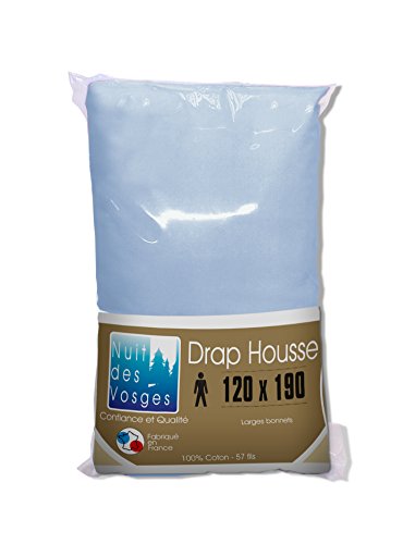 Nuit des Vosges 2096873 Cotoval S&aacute;bana Bajera Algod&oacute;n Liso Azul Celeste 120 x 190 cm